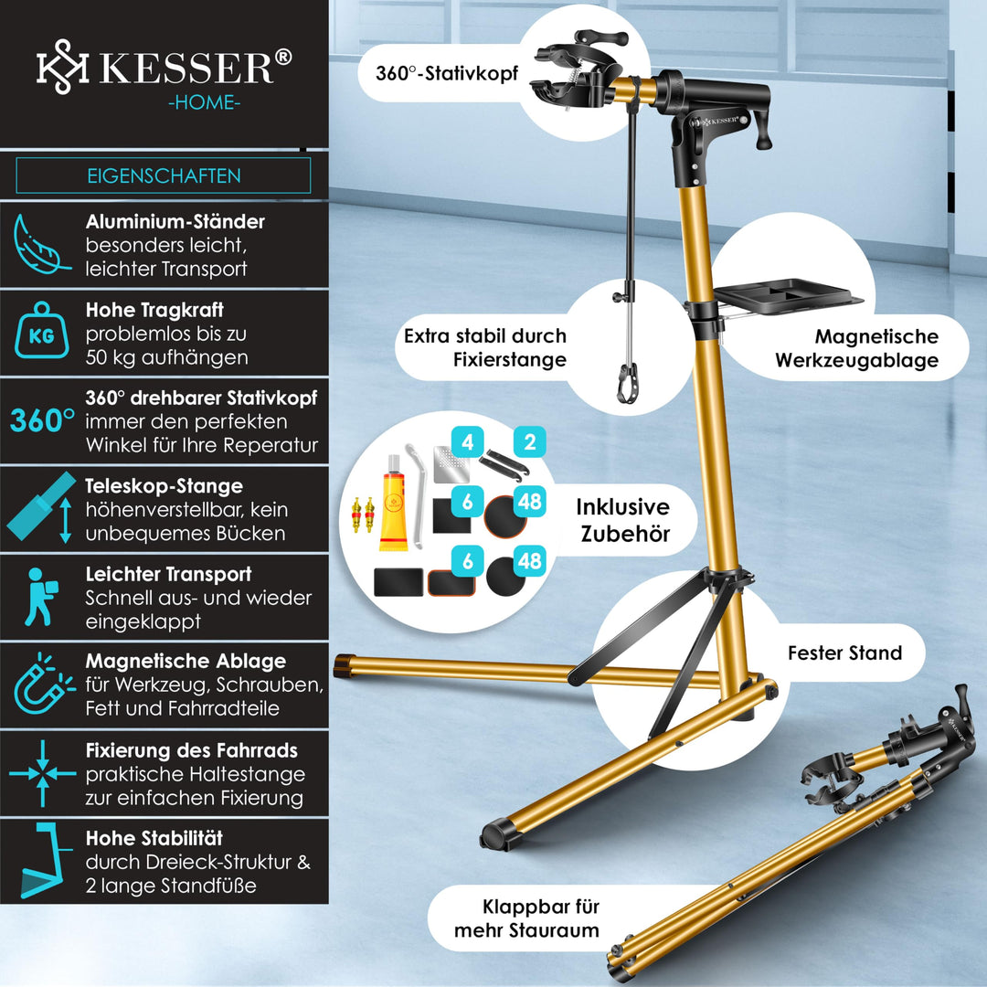 Fahrrad-Montageständer Aluminium 360° drehbar bis 50 kg höhenverstellbar - Bild 2