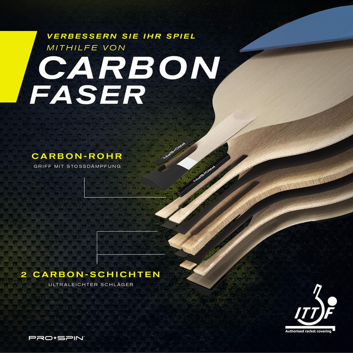 Tischtennisschläger Carbon 7-lagig ITTF-zugelassen 2er-Set mit Hülle - Bild 3