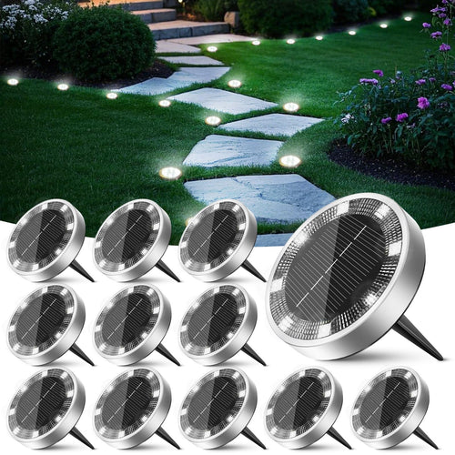 Solar Bodenleuchten Aussen 12er-Set 8 LED kaltweiss wetterfest
