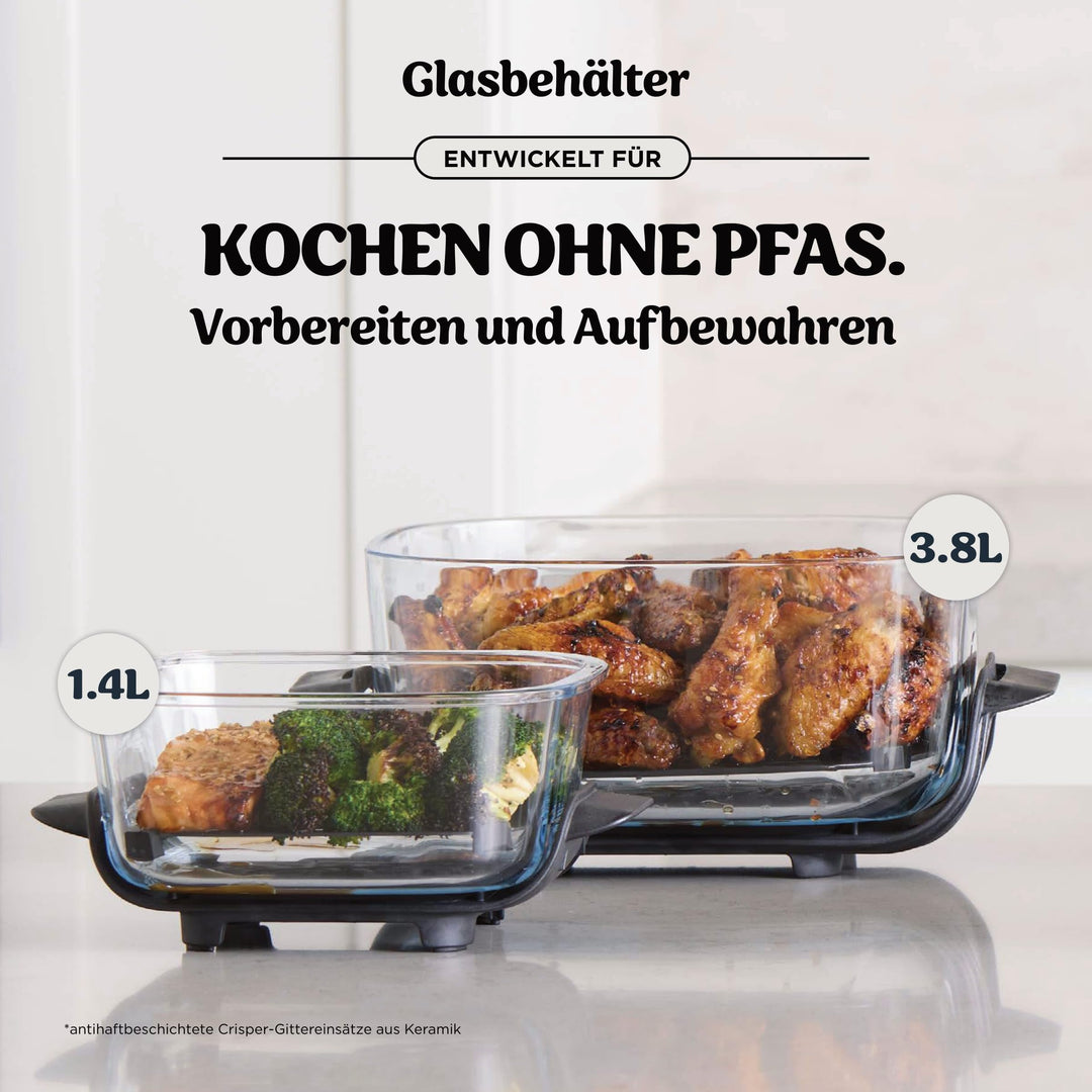 Heissluftfritteuse tragbar 3,8 l + 1,4 l Glas mit Tasche - Bild 4