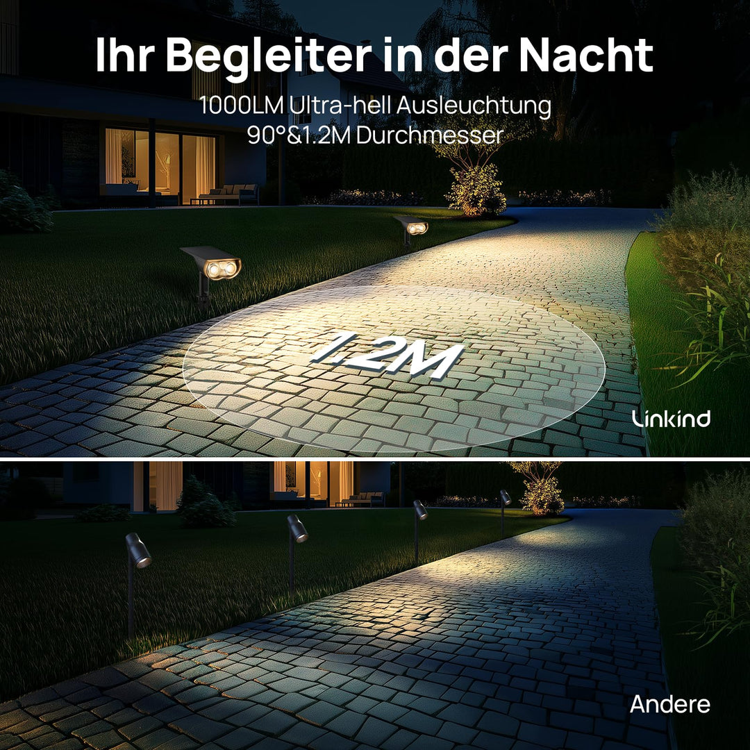 Solar Aussenlampe mit Bewegungsmelder 1000LM Warmweiss 4er-Set - Bild 7