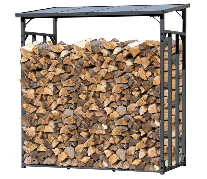 Kaminholzregal Metall Aussen XXL 185x70x185 cm mit Dach Anthrazit