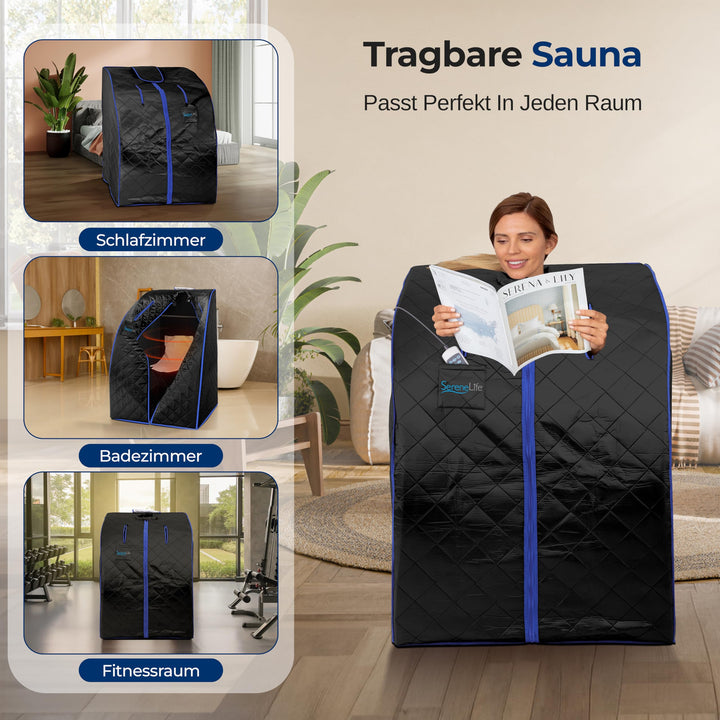 Dampfsauna Zelt faltbar 70x80x98 cm mit Stuhl und Heizmatte - Bild 3