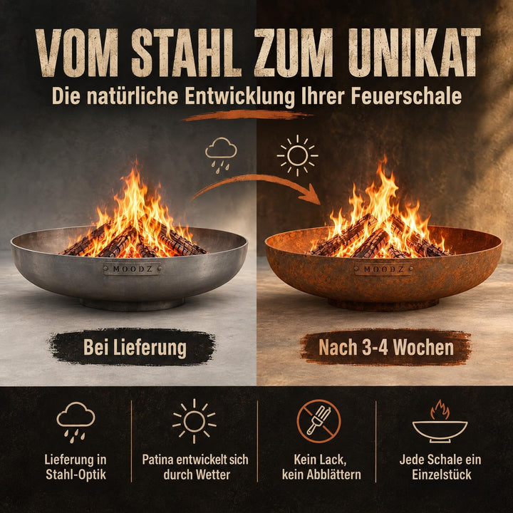 Feuerschale Cortenstahl Ø 100 cm mit Ringfuss für Garten - Bild 5