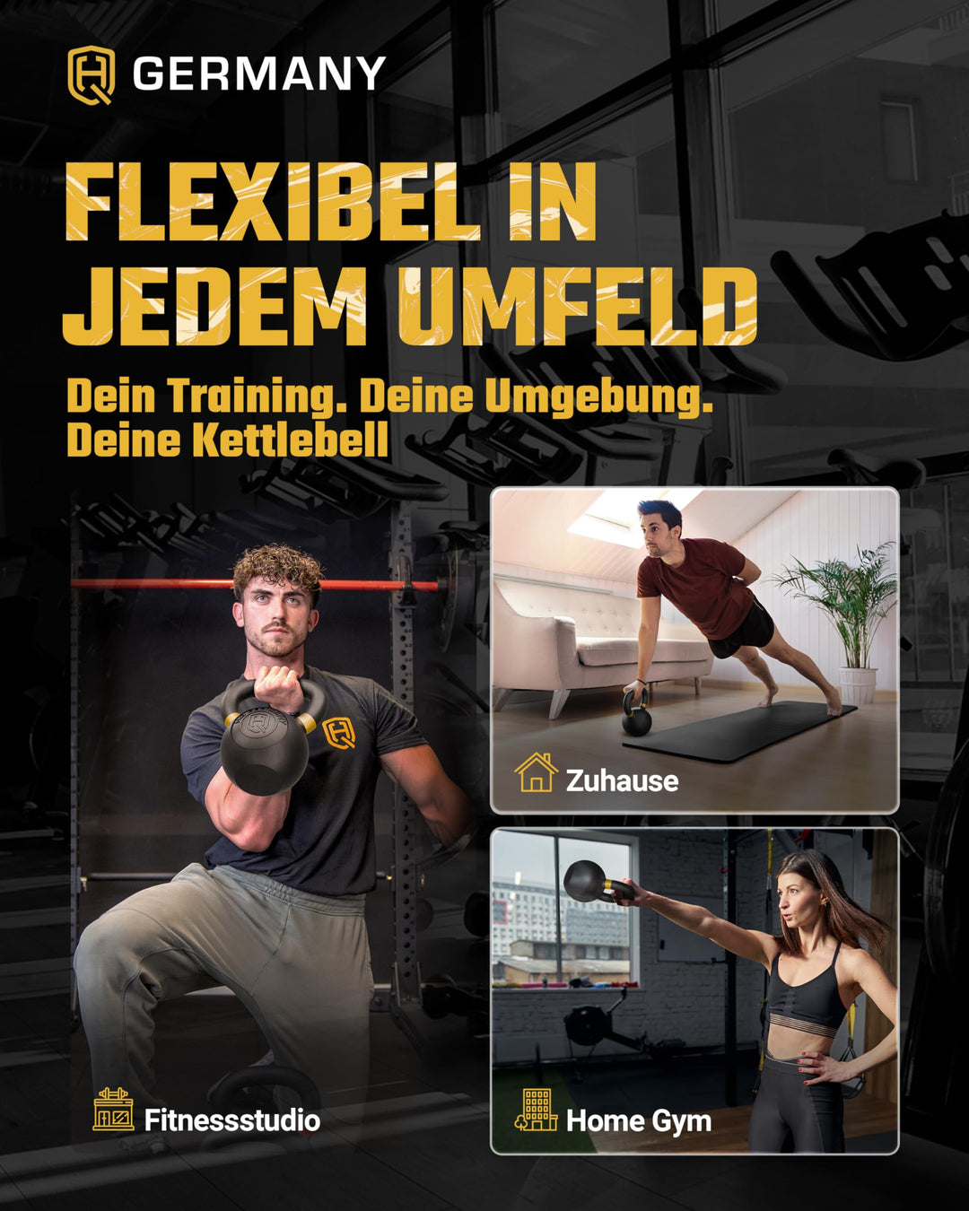 Kettlebell Gusseisen 16 kg pulverbeschichtet für Functional Training - Bild 6