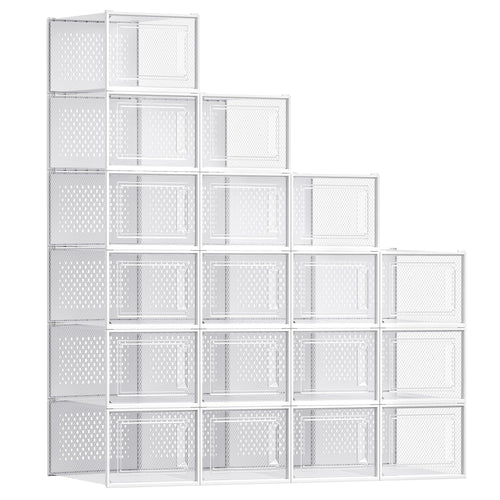 Schuhboxen faltbar stapelbar transparent 18er Set PP/PS