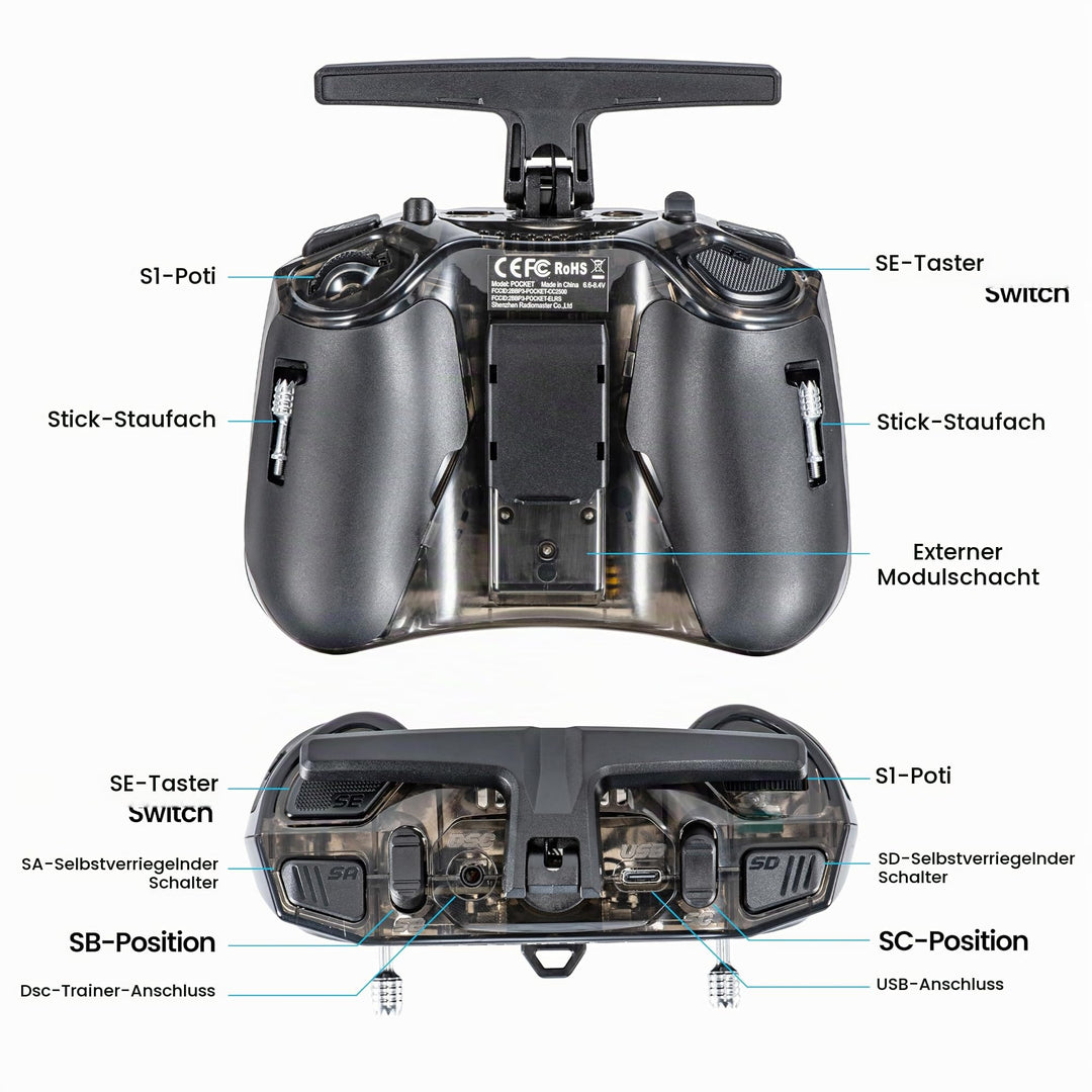 RC Fernsteuerung ELRS 2.4GHz Hall-Gimbal 16-Kanal für FPV-Drohnen - Bild 9