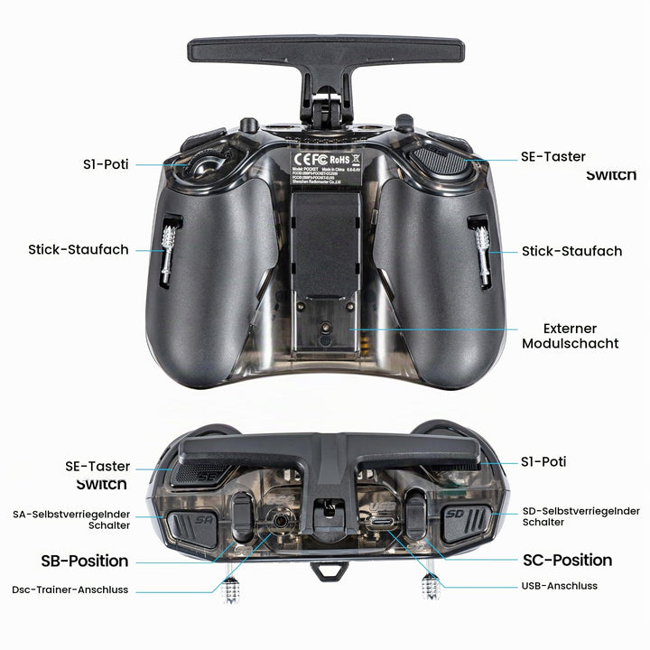 RC Fernsteuerung ELRS 2.4GHz Hall-Gimbal 16-Kanal für FPV-Drohnen - Bild 9