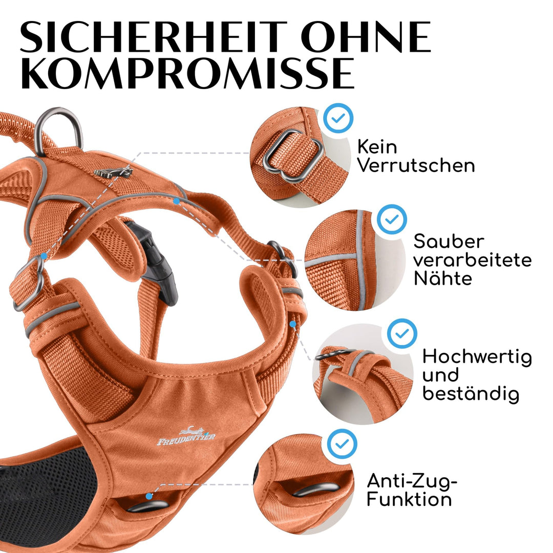 Hundegeschirr Anti-Zug Mesh gepolstert wasserabweisend Orange - Bild 7