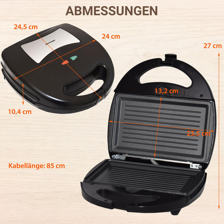 Kontaktgrill 1300W mit herausnehmbaren Backplatten, Schwarz - Bild 9