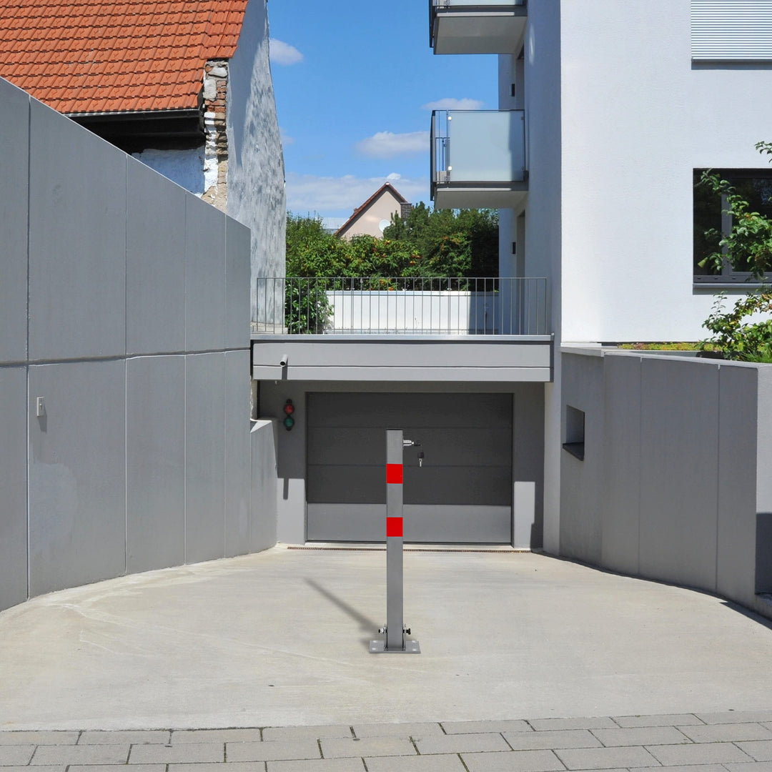 Absperrpfosten klappbar eckig Stahl mit Schloss 2er-Set anthrazit-rot - Bild 2