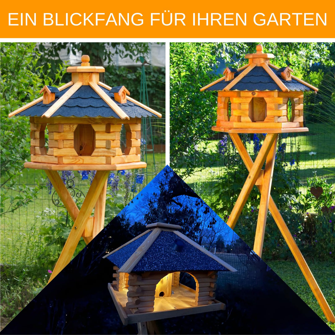Vogelhaus mit Ständer Bitumendach Futtersilo Garten Größe L - Bild 9