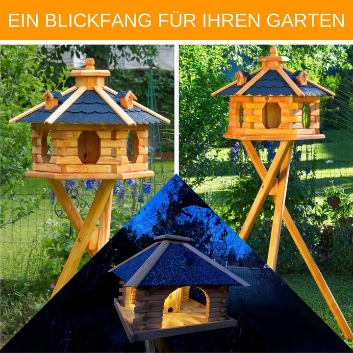 Vogelhaus mit Ständer Bitumendach Futtersilo Garten Größe L - Bild 9