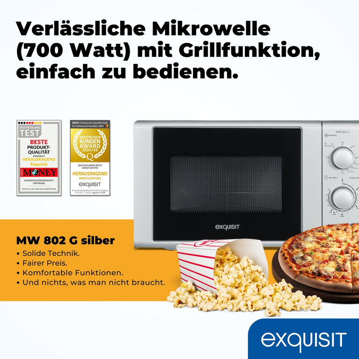 Mikrowelle mit Grill 20 L, 700 W/1000 W, Silber, 2 Drehregler - Bild 2