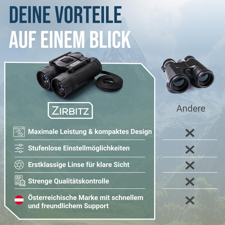 Kompakt-Fernglas 8x25 HD leicht 238g mit Tragetasche Outdoor - Bild 6