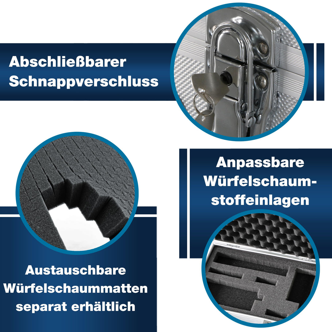 Universalkoffer Aluminium 39x28x10cm mit Würfelschaum für Messgeräte - Bild 6