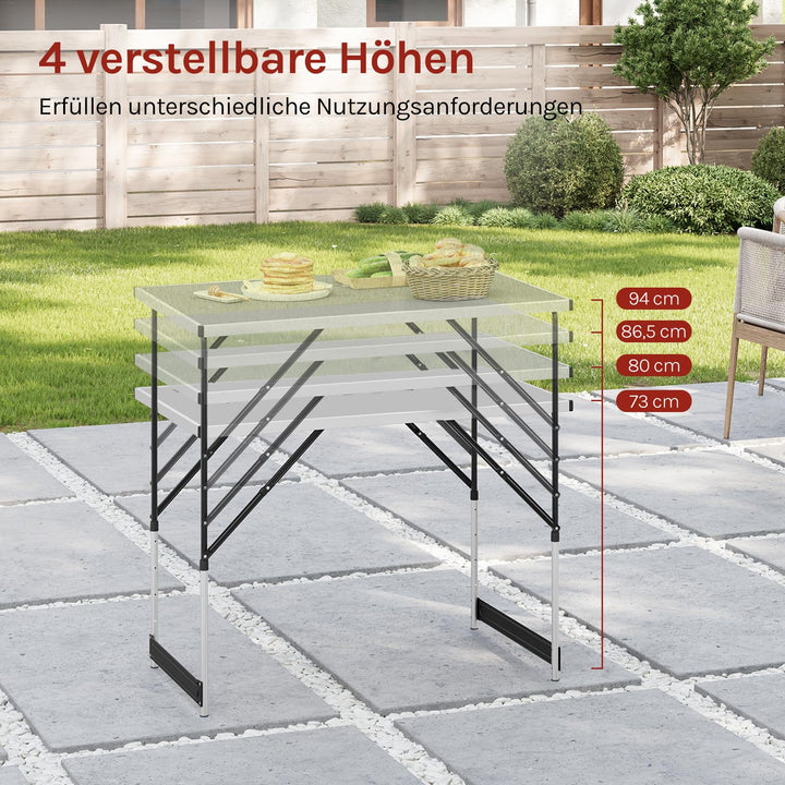 Campingtisch klappbar 100x60cm 4-fach höhenverstellbar Aluminium - Bild 3