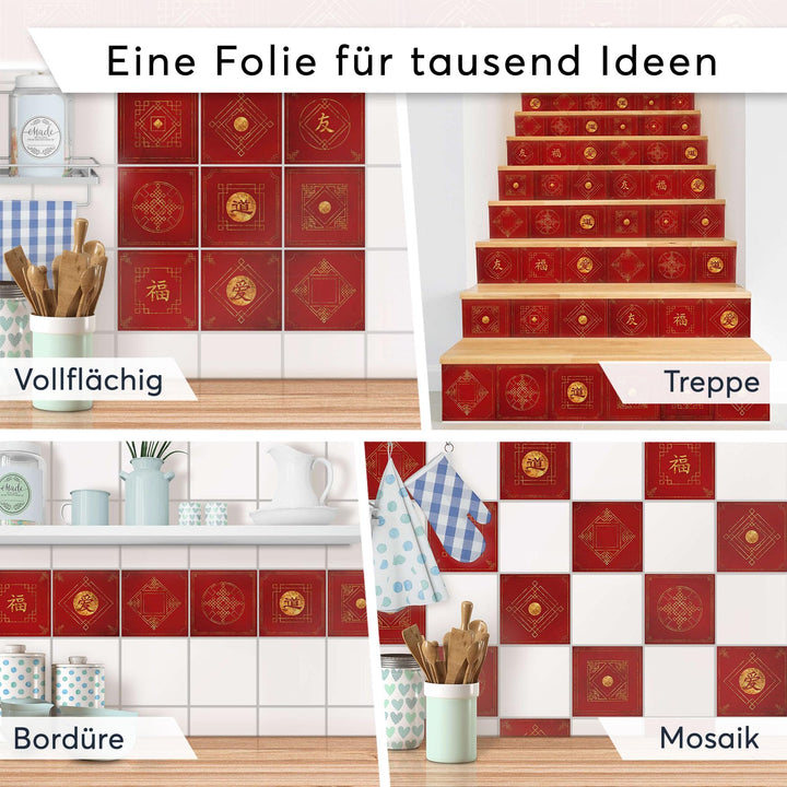 Fliesenfolie 15x15 cm Chinese Tiles selbstklebend 27 Stück - Bild 8