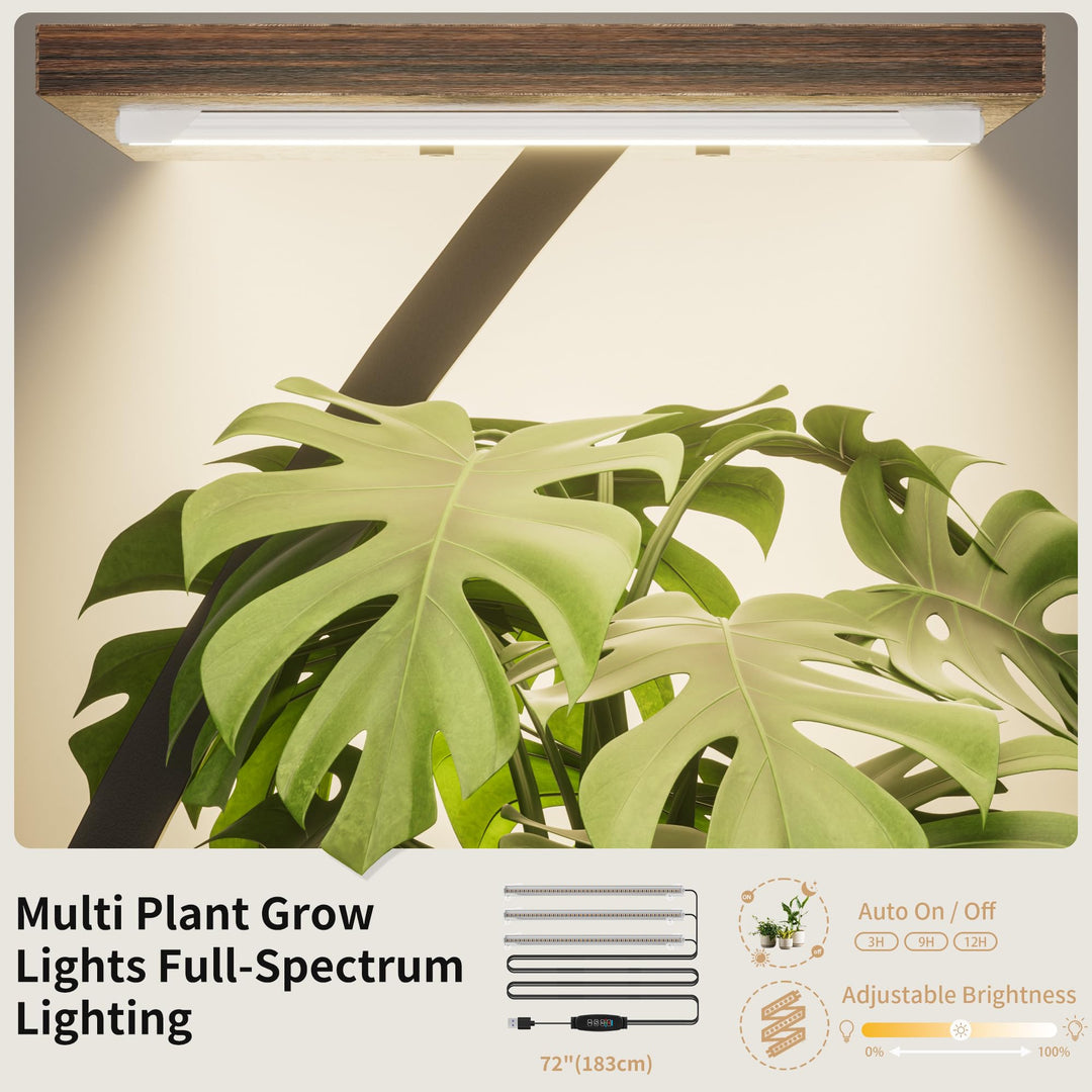 Pflanzenregal 8 Etagen 126cm mit Growlight Metall Holz Schwarz - Bild 2