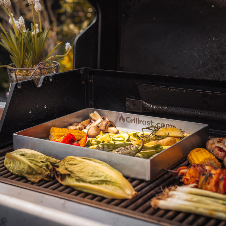 Grillplatte Plancha Edelstahl 3mm 30x25cm für Gas- und Holzkohlegrill - Bild 9