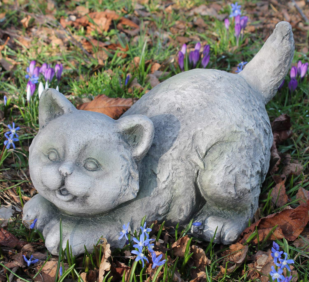 Gartenfigur Katze spielend Magnesia Steinoptik 25 cm Handbemalt - Bild 4