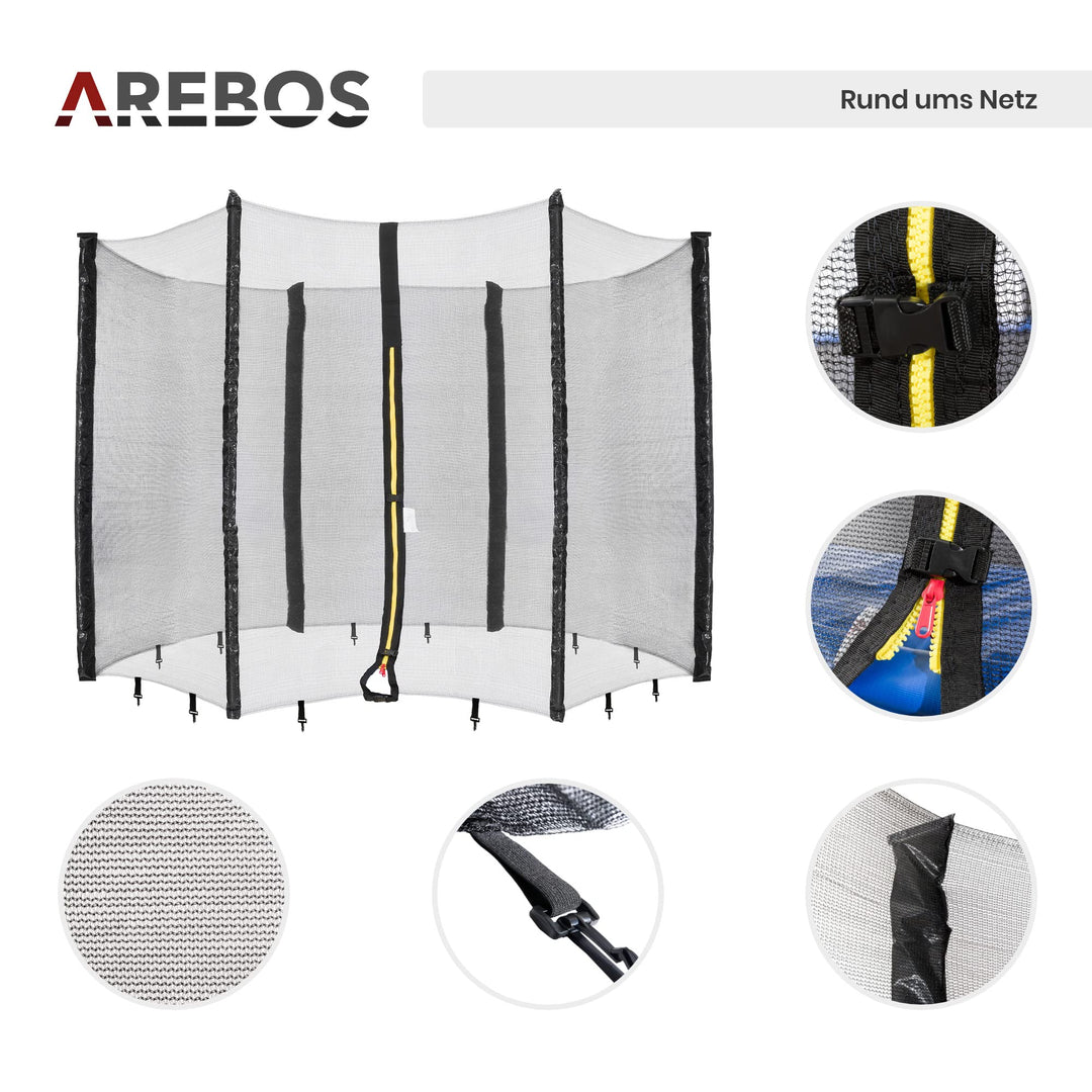 Trampolin Sicherheitsnetz mit Randabdeckung 244/305 cm 6 Stangen - Bild 5