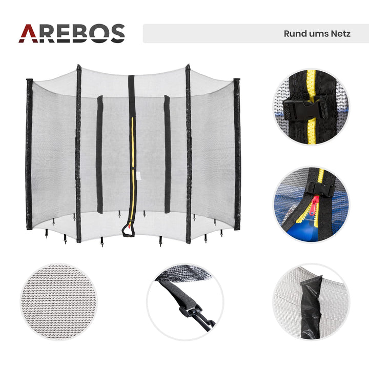 Trampolin Sicherheitsnetz mit Randabdeckung 244/305 cm 6 Stangen - Bild 5