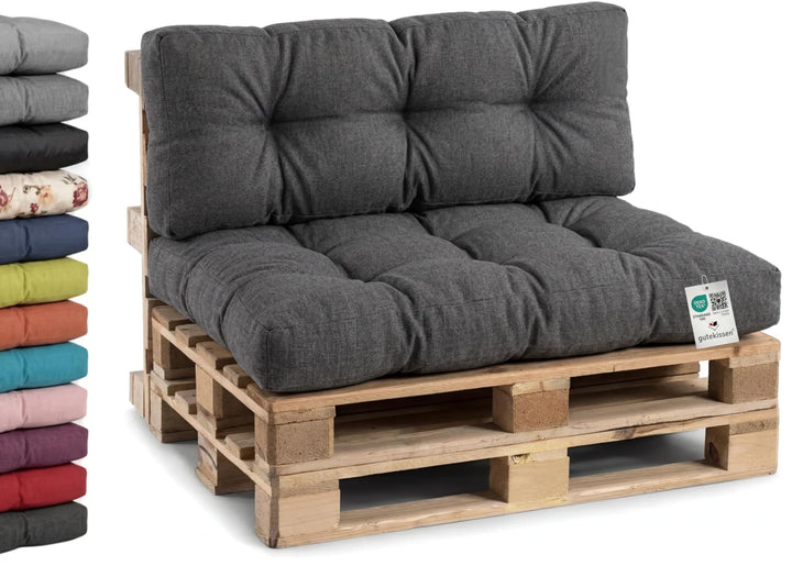 Palettenkissen gesteppt 120x60 cm Anthrazit für Gartensofa