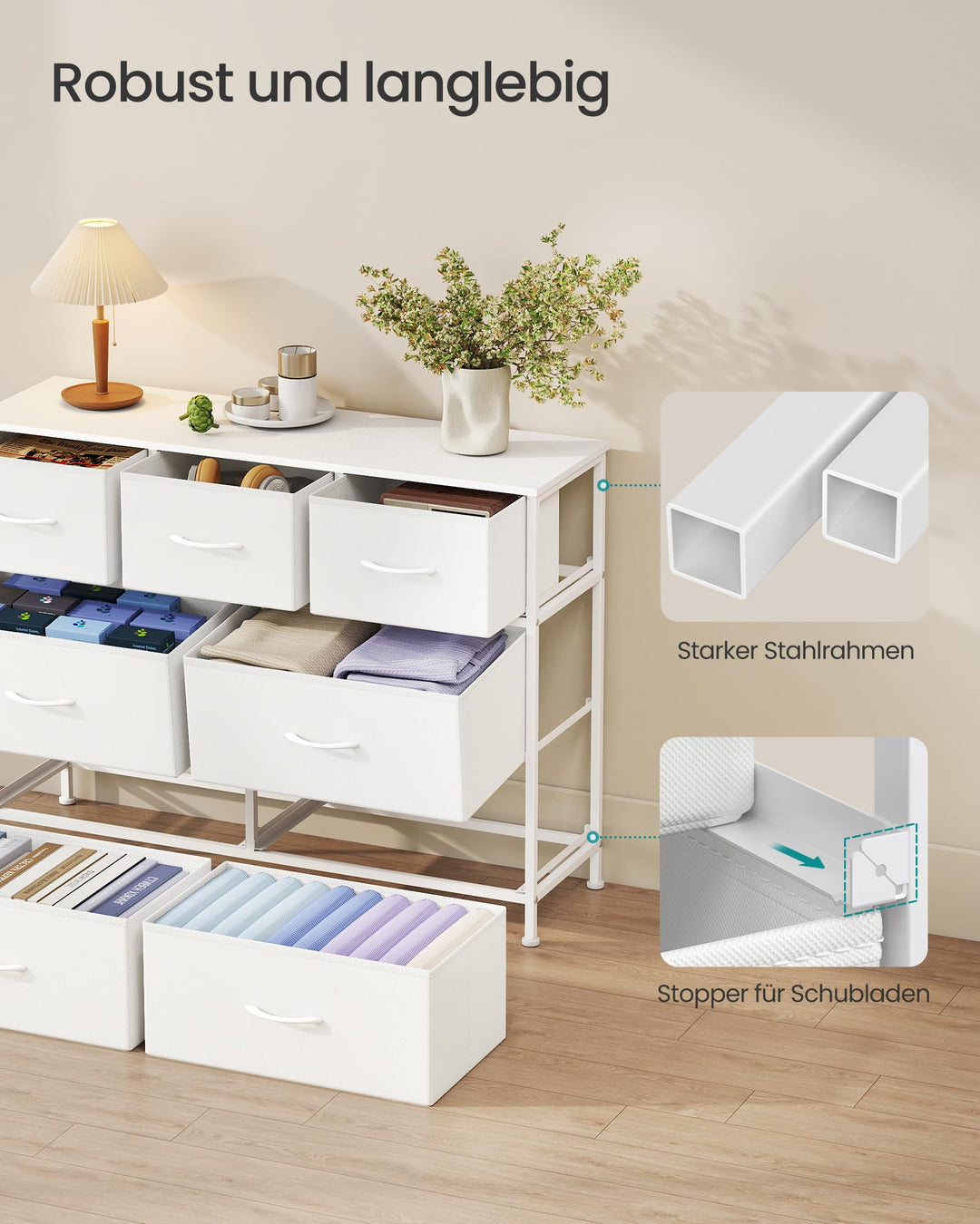 Kommode 7 Schubladen Stoff 98,8x30x74,7 cm Schlafzimmer - Bild 6
