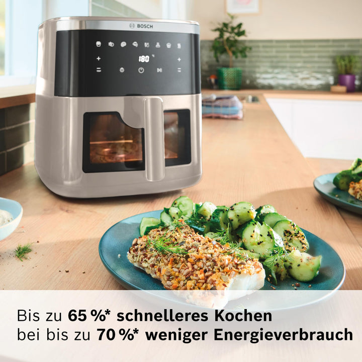 Heissluftfritteuse XXL 7,2 L mit Sichtfenster 7 Programme Creme - Bild 3