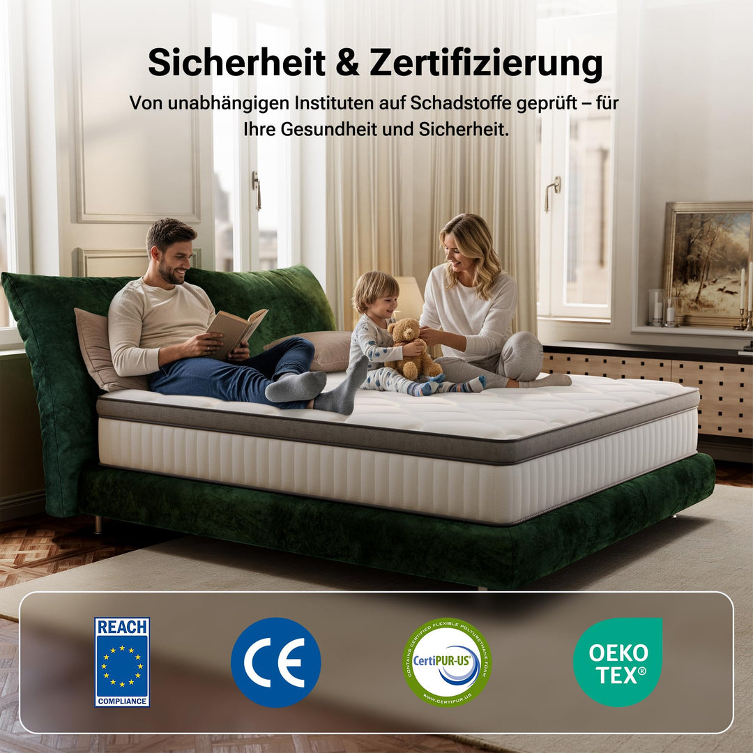 Taschenfederkernmatratze 140x200 H3 7-Zonen Hybrid 25 cm hoch - Bild 5