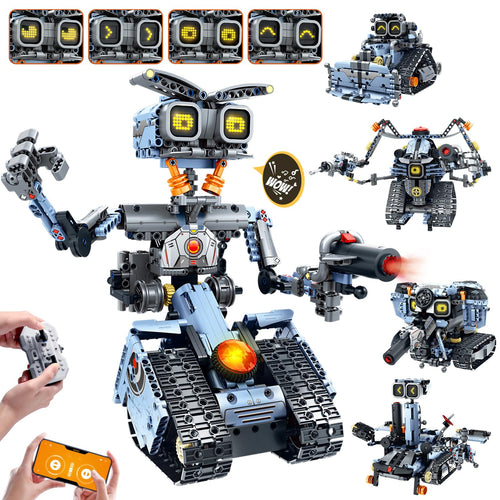Roboter Bausatz 5-in-1 mit LED-Augen & App-Steuerung ab 8 Jahren