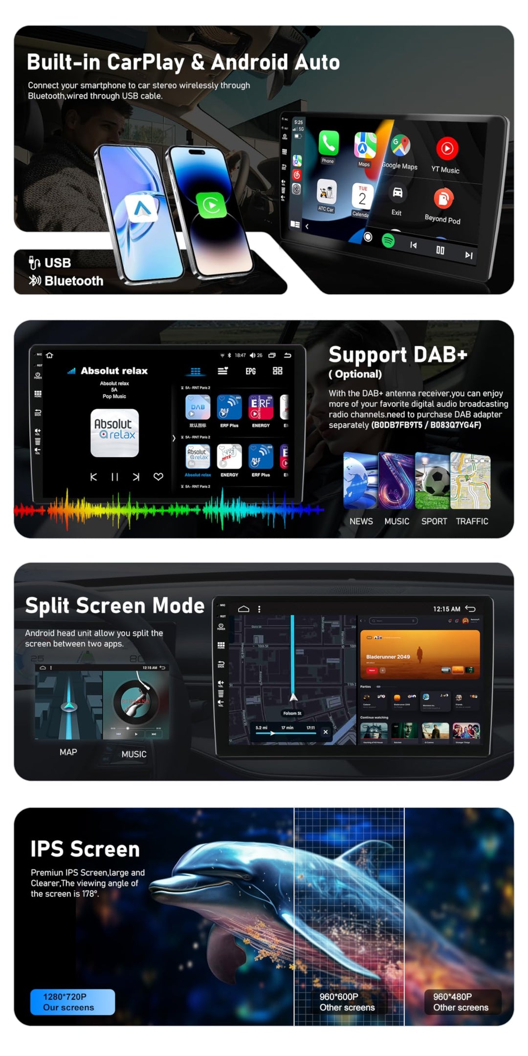 Autoradio 2 Din Android 12 für Ford Focus Mondeo S-Max 7 Zoll GPS - Bild 3