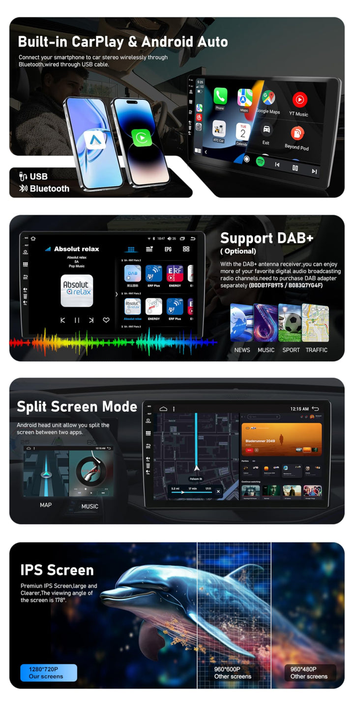 Autoradio 2 Din Android 12 für Ford Focus Mondeo S-Max 7 Zoll GPS - Bild 3