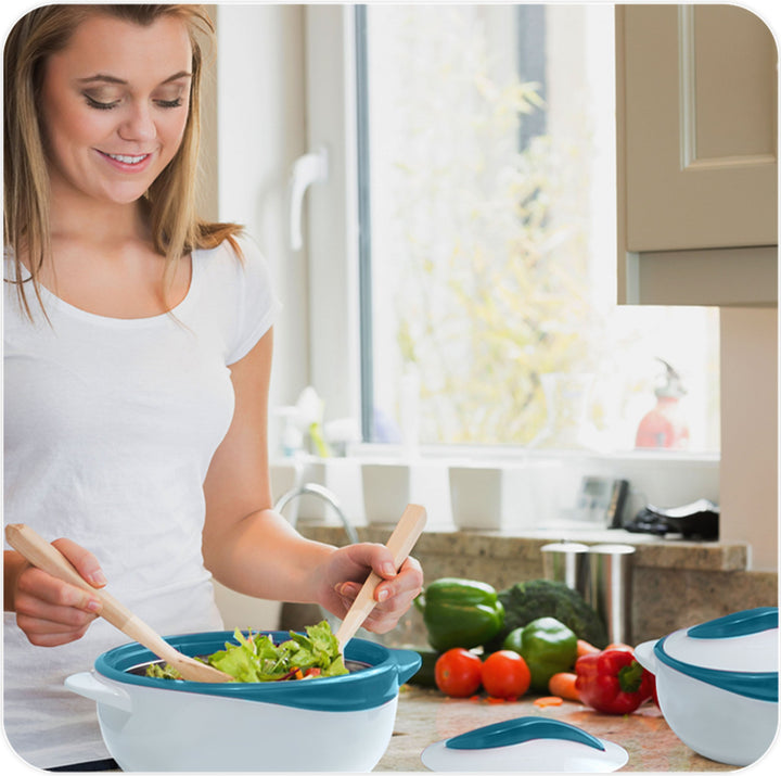 Thermo-Schüssel mit Deckel 3er-Set Türkis für Salat und Suppe - Bild 5