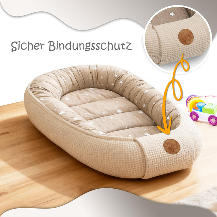 Babynest Waffelpique &amp; Baumwolle atmungsaktiv für Neugeborene Beige - Bild 4