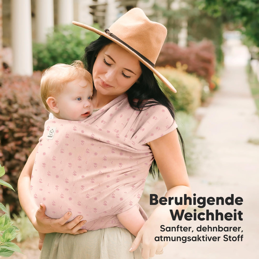 Babytrage ab Geburt elastisches Tragetuch Pink Daisies für Neugeborene - Bild 3