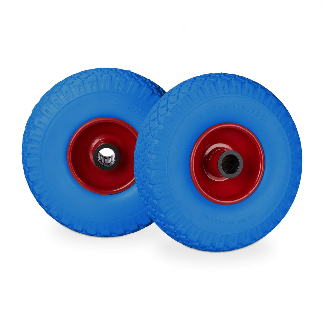 Sackkarrenrad pannensicher PU-Vollgummi 26 cm 4er Set blau-rot