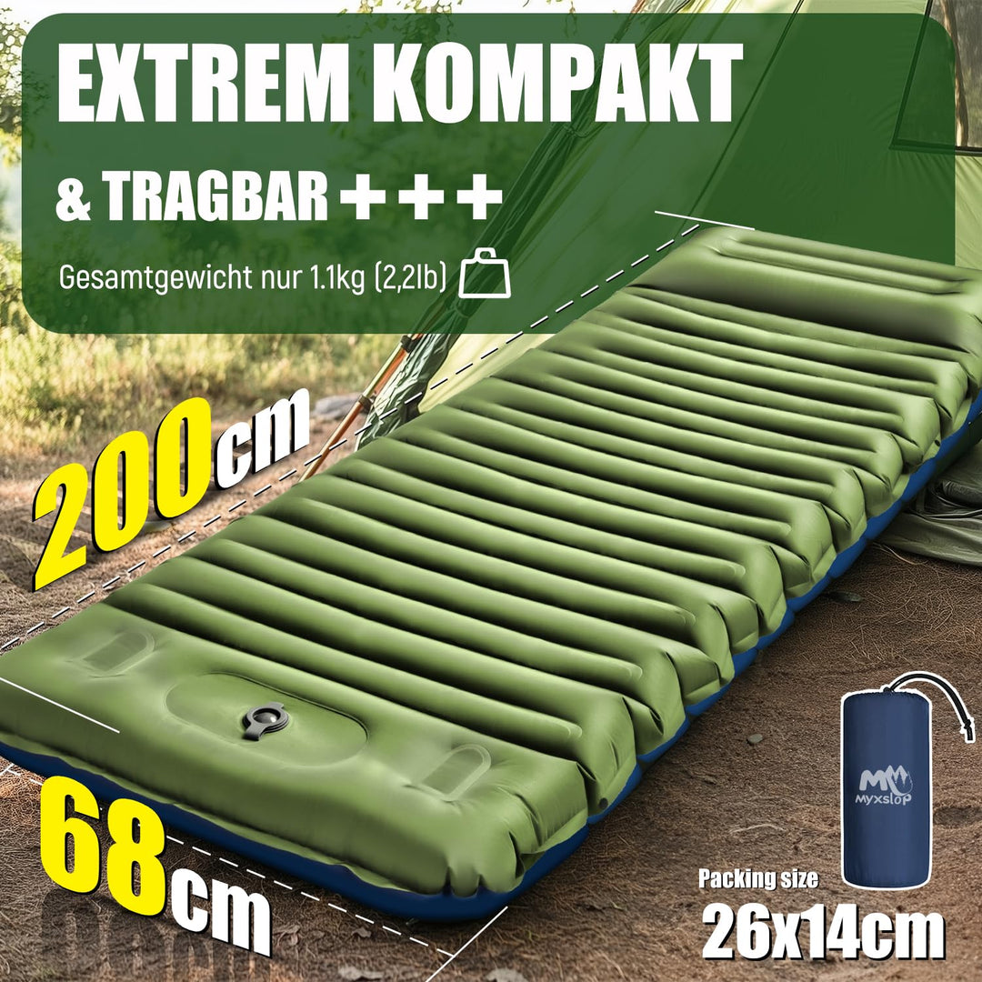 Camping Isomatte aufblasbar 12 cm mit Kissen und Fusspumpe - Bild 3