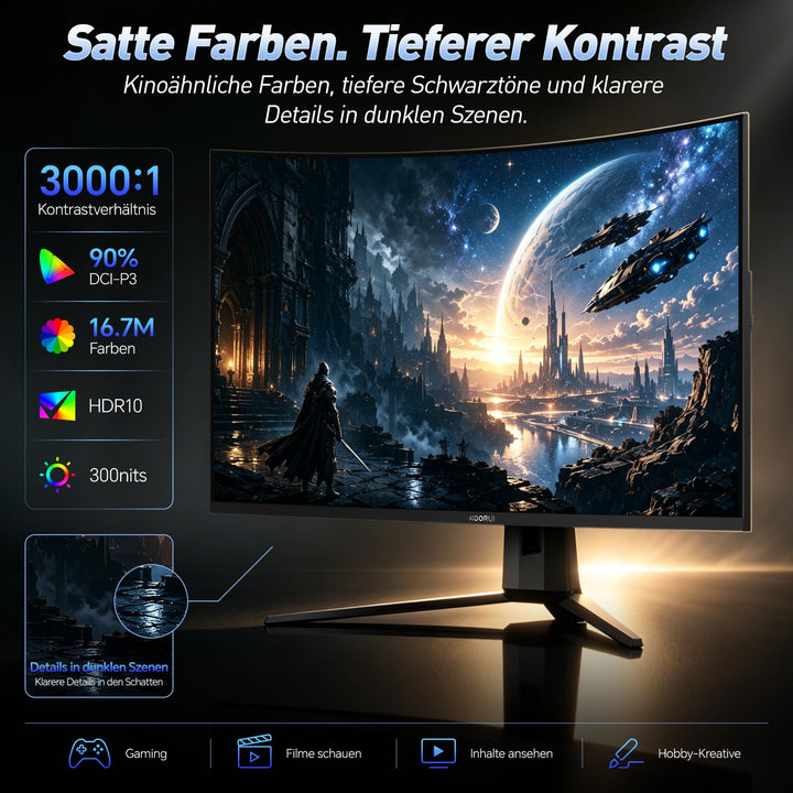 Curved Gaming Monitor 32 Zoll QHD 170Hz 1ms VA-Panel 1500R - Bild 4