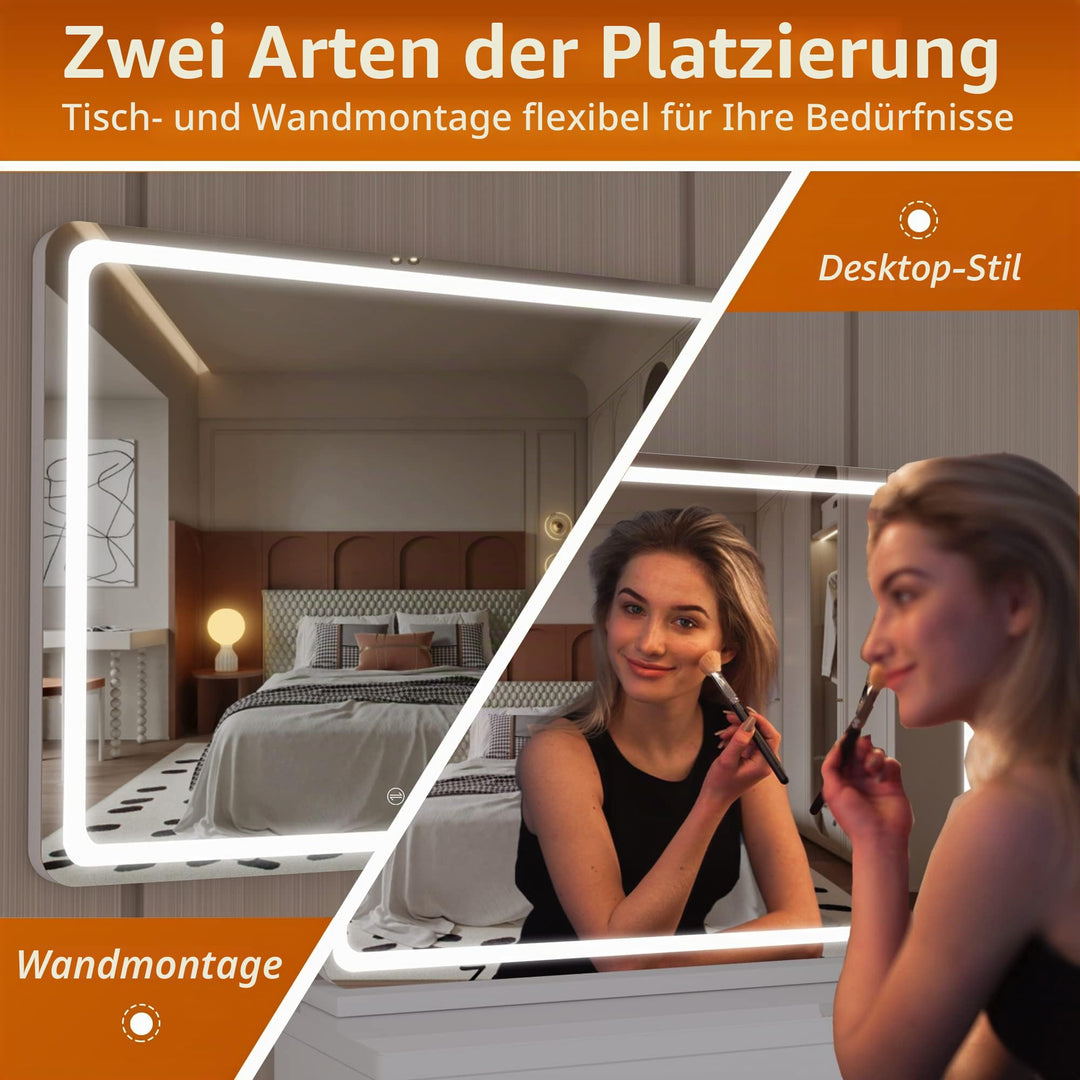 Kosmetikspiegel beleuchtet 80x55cm LED 3 Farbmodi dimmbar - Bild 4