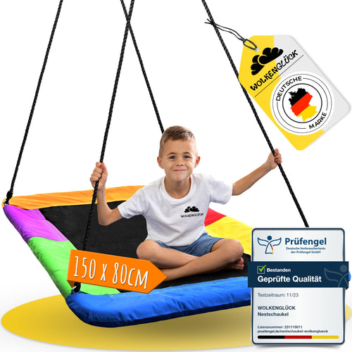 Nestschaukel eckig 150x80 cm 3-in-1 bis 200 kg für Innen und Aussen
