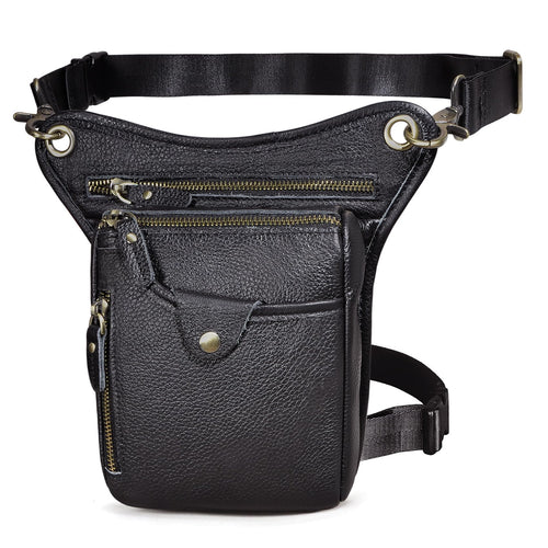 Oberschenkeltasche Echtleder Schwarz 15x22cm für Outdoor