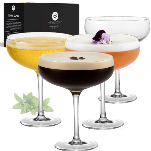 Cocktailgläser Coupe-Form 4er Set 280 ml für Martini & Champagner