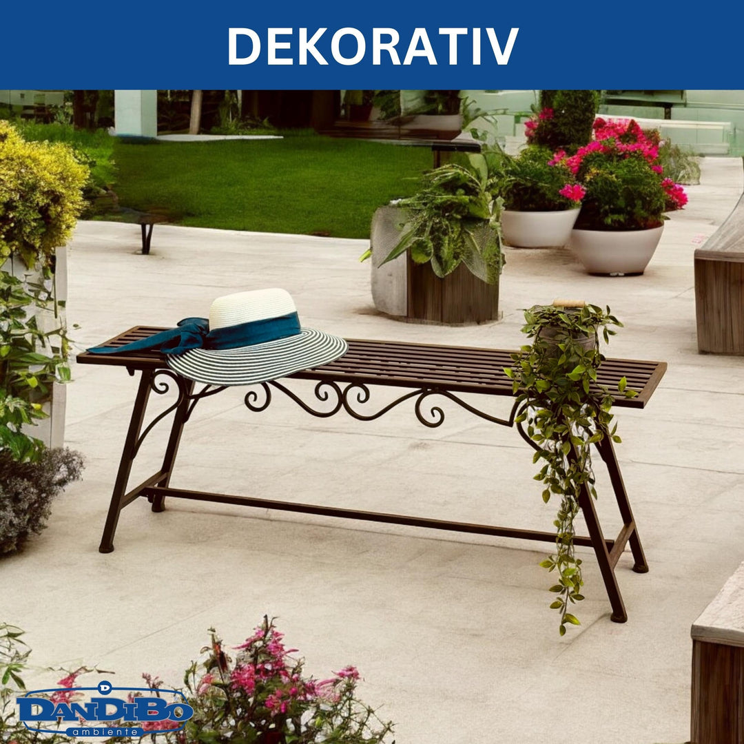 Gartenbank Metall Antik-Design ohne Rückenlehne 120 cm Vintage - Bild 8