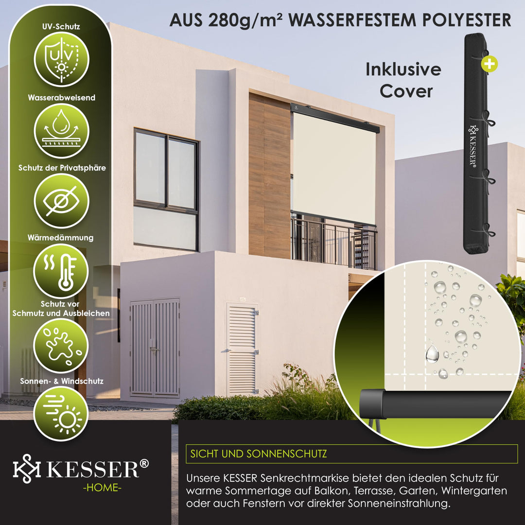 Senkrechtmarkise 200x250cm Aluminium-Kassette Balkon Terrasse beige - Bild 6