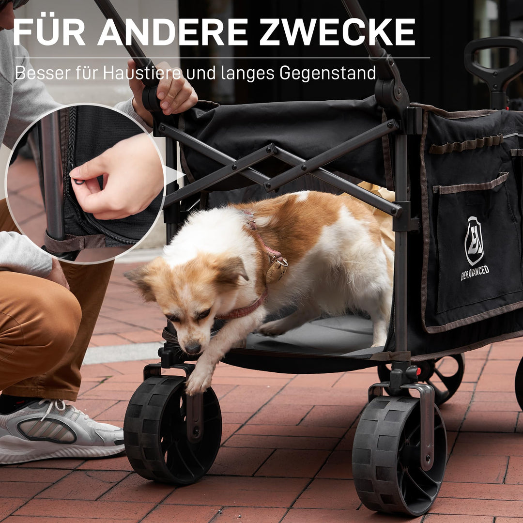 Bollerwagen XXL faltbar 225L 150kg Dach Bremse breite Räder - Bild 7