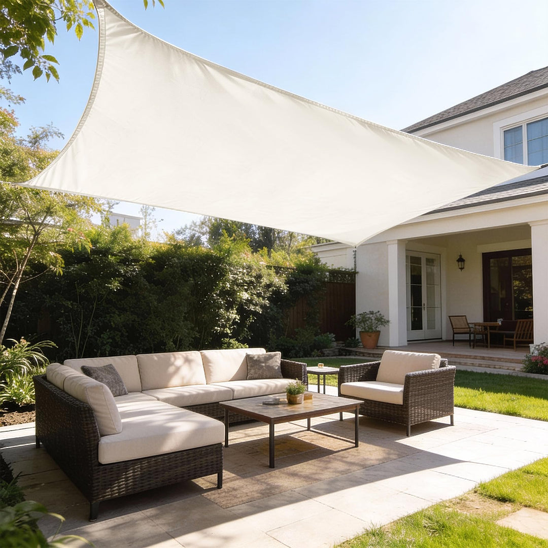 Sonnensegel Wasserdicht Rechteckig 3x4m PES Polyester UPF 50+ Creme