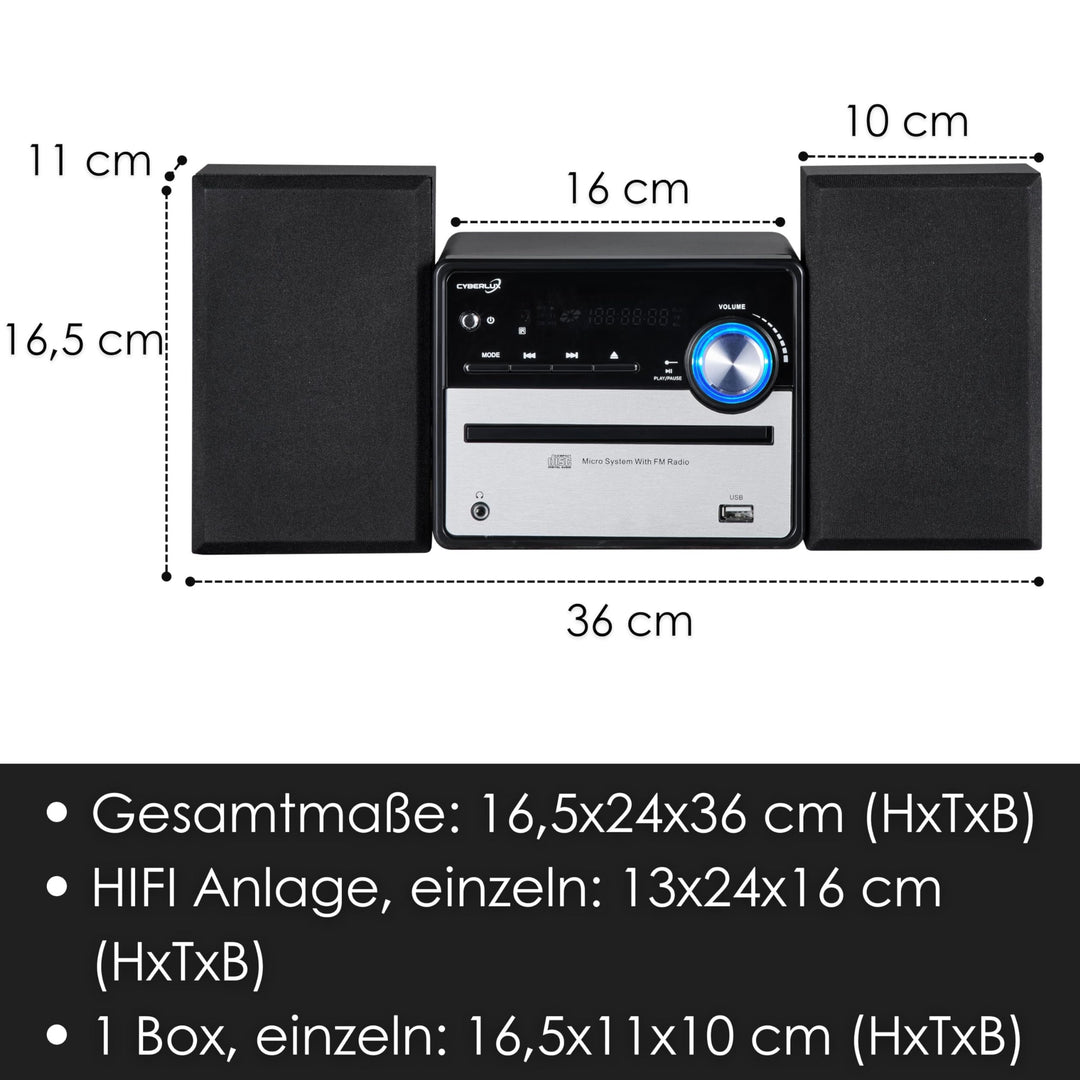 Kompaktanlage HiFi Stereo mit CD/MP3, FM Radio, USB, 2x4W - Bild 7