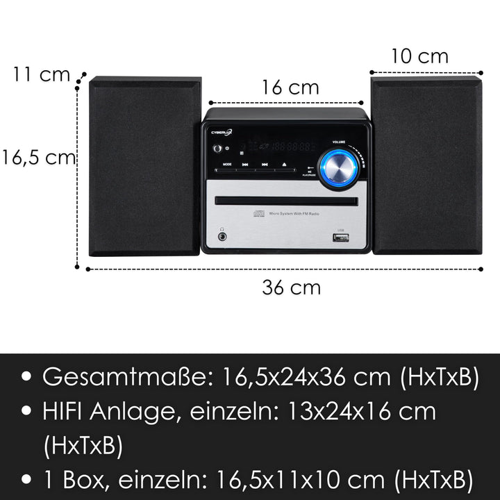 Kompaktanlage HiFi Stereo mit CD/MP3, FM Radio, USB, 2x4W - Bild 7